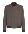 Zegna Bomber En Oasi Lino In Dark Grey Brown