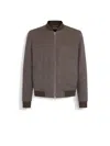 Zegna Bomber En Oasi Lino In Taupe Foncé