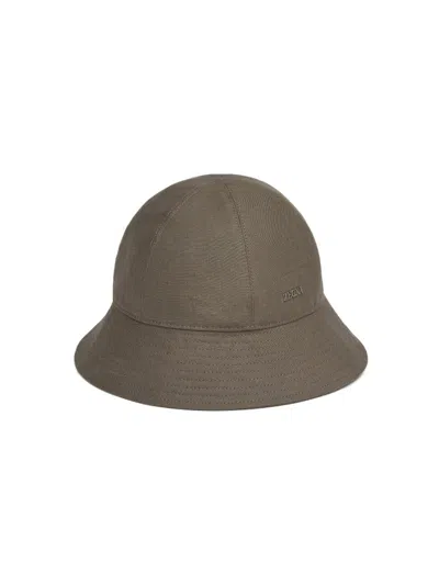 Zegna Oasi Linen Bucket Hat In Light Brown