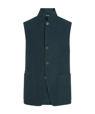 Zegna Oasi Lino Chore Jacket In Green
