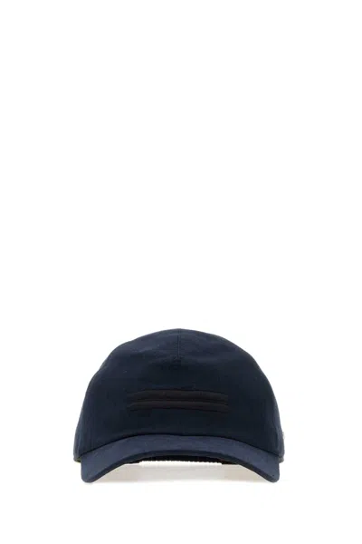 Zegna Lined Metal Logo Hat With Embroidered Brand Mark In Blue