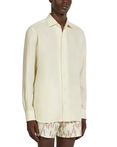 Zegna Oasi Lino Linen Shirt In Yellow