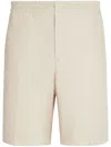 Zegna Off White Oasi Lino Bermuda Shorts In 中性色