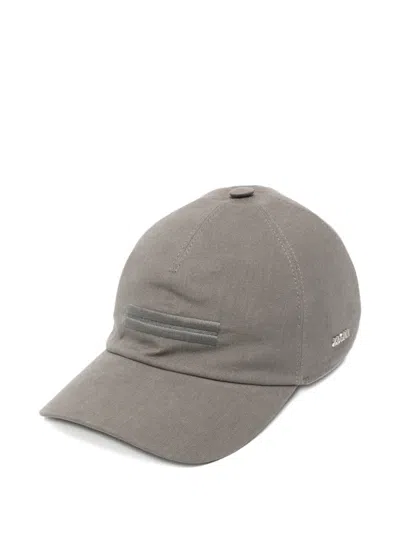 Zegna Oasi Lino Logo-detail Baseball Cap In Gray
