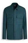 Zegna Overshirt Linen Concealed Placket In Blu