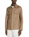 Zegna Men's Oasi Lino Overshirt In Dark Beige