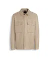Zegna Oasi Lino Overshirt In Light Taupe