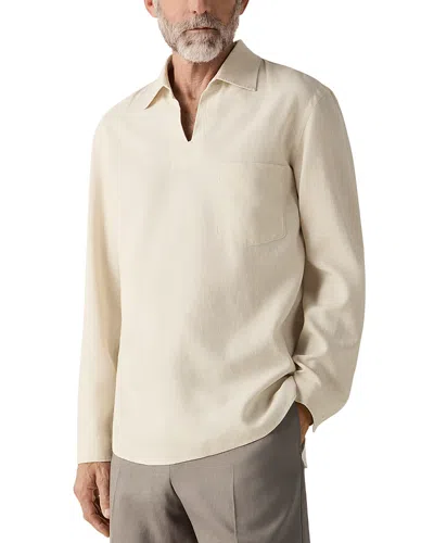 Zegna Oasi Lino Polo Shirt In Neutral