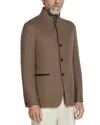 Zegna Linen-blend Shirt Jacket In Dark Brown
