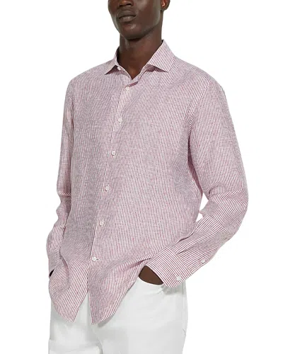 Zegna Oasi Lino Regular Fit Linen Shirt In Red