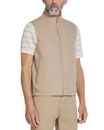 Zegna Oasi Lino Regular Fit Linen Vest In Light Taupe