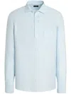Zegna Oasi Regular Fit Linen Shirt In Light Blue