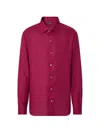 Zegna Oasi Lino Dress Shirt In Burgundy