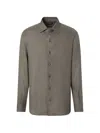 Zegna Oasi Lino Dress Shirt In Gray