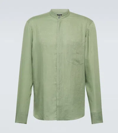 Zegna Oasi Lino Shirt In Green