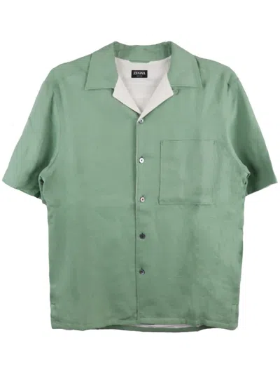 Zegna Oasi Lino Shirt In Green