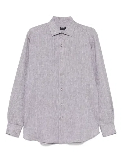 Zegna Oasi Lino Shirt In Grey