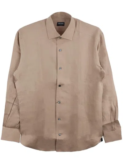 Zegna Oasi Lino Shirt In Pink