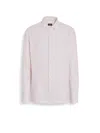 Zegna Oasi Lino Shirt In White Dust Pink