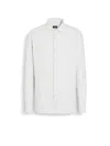 Zegna Oasi Striped Linen Shirt In Light Aqua Green