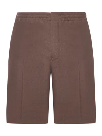 Zegna Brown Oasi Lino Short Pants