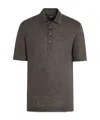 Zegna Oasi Lino Short-sleeved Polo Shirt In Brown
