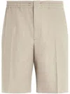 Zegna Oasi Lino Shorts In Neutral