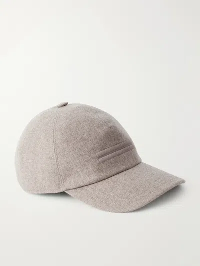 Zegna Oasi Logo-embellished Cashmere Baseball Cap In Neutral