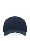Zegna Lined Metal Logo Hat With Embroidered Brand Mark In Blue