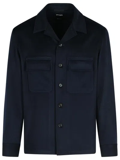 Zegna Oasi Night Blue Cashmere Shirt