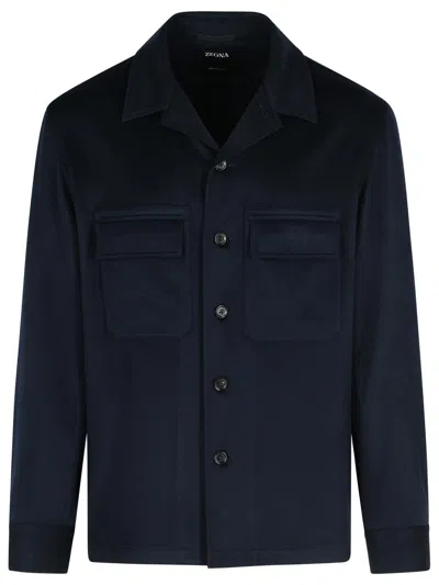 Zegna Oasi Cashmere Shirt In Blue