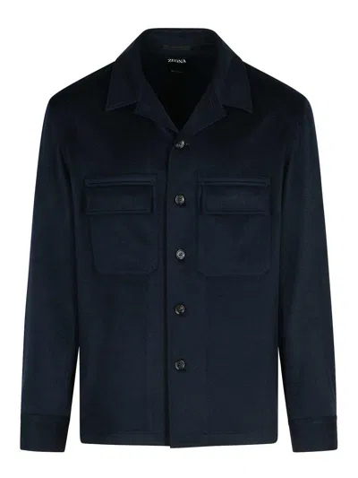 ZEGNA OASI NIGHT BLUE CASHMERE SHIRT