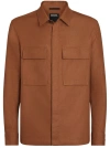Zegna Men's Oasi Lino Overshirt In Medium Brown Solid