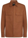 Zegna Men's Oasi Lino Overshirt In Brown