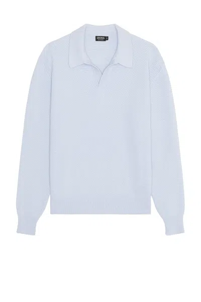 Zegna Cashmere Polo Shirt In Blue