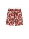 Zegna Oasi Print Swim Trunks In Red