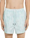Zegna Printed Swim Trunks With Pocket And Elastic Waistband In Blue