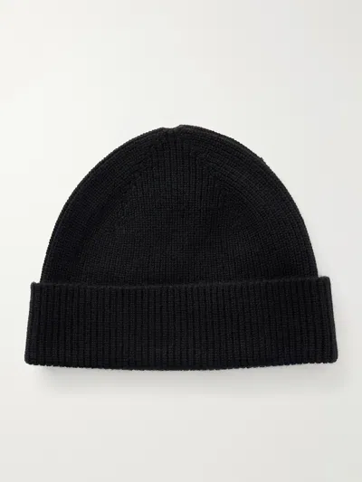 Zegna Oasi Ribbed Cashmere Beanie In Black