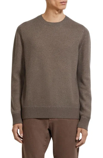 Zegna Oasi Seed Stitch Cashmere Sweater In Brown