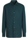 Zegna Men's Cotton Pique Sport Shirt In Blue