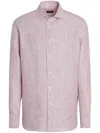 Zegna Oasi Lino Regular Fit Linen Shirt In Red
