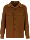 Zegna Long-sleeve Linen Shirt Jacket In Brown