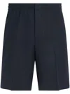 Zegna Navy Blue Oasi Lino Shorts In Blue