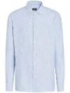Zegna Stripe Oasi Linen Button-up Shirt In Blue