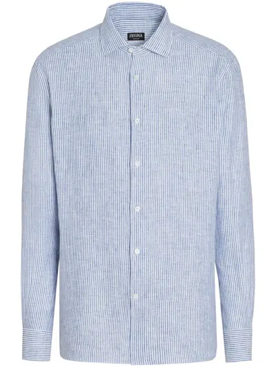ZEGNA OASI STRIPED LINEN SHIRT