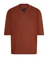 Zegna Brick Red Oasi Lino T-shirt In Brown