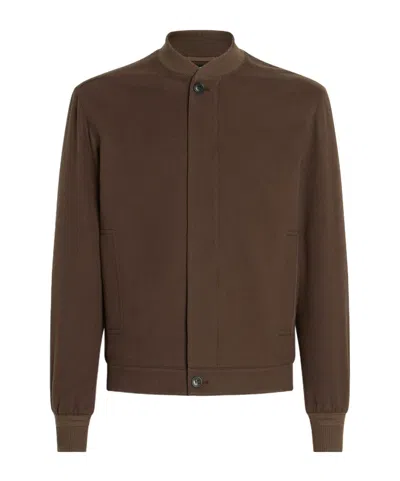 Zegna Oasi-cashmere Bomber Jacket In Brown