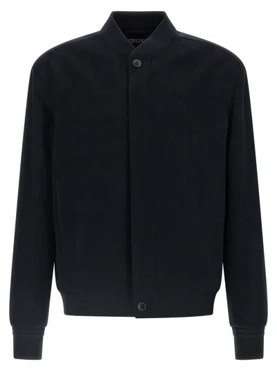 Zegna Oasis Bomber Jacket In Navy