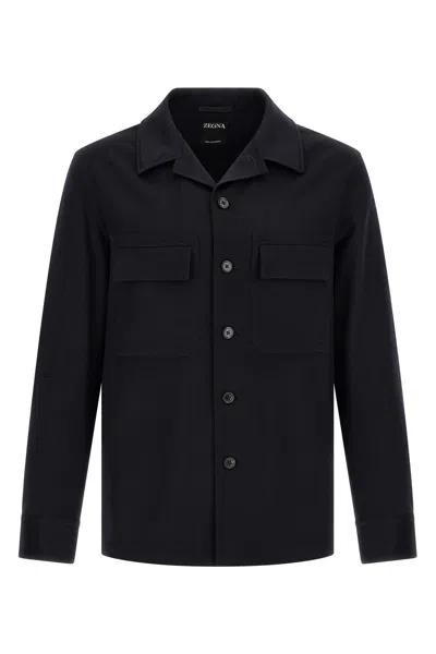 Zegna Oasis Cashmere Overshirt In Black