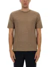 Zegna Oasis Linen T-shirt Crew Neck In Brown
